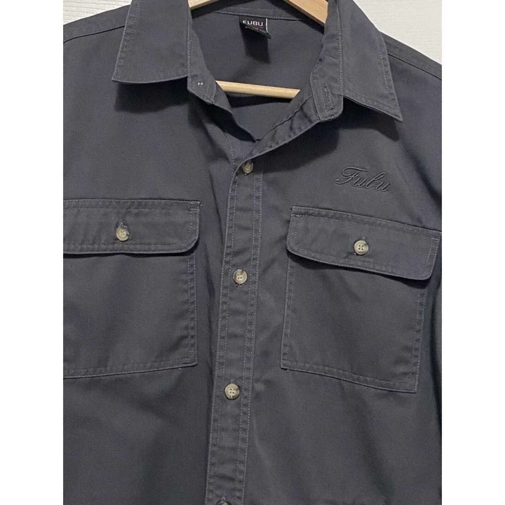 Fubu The Collection Shirt Shacket Jacket Youth 12/14 Dark Gray Button Up‎